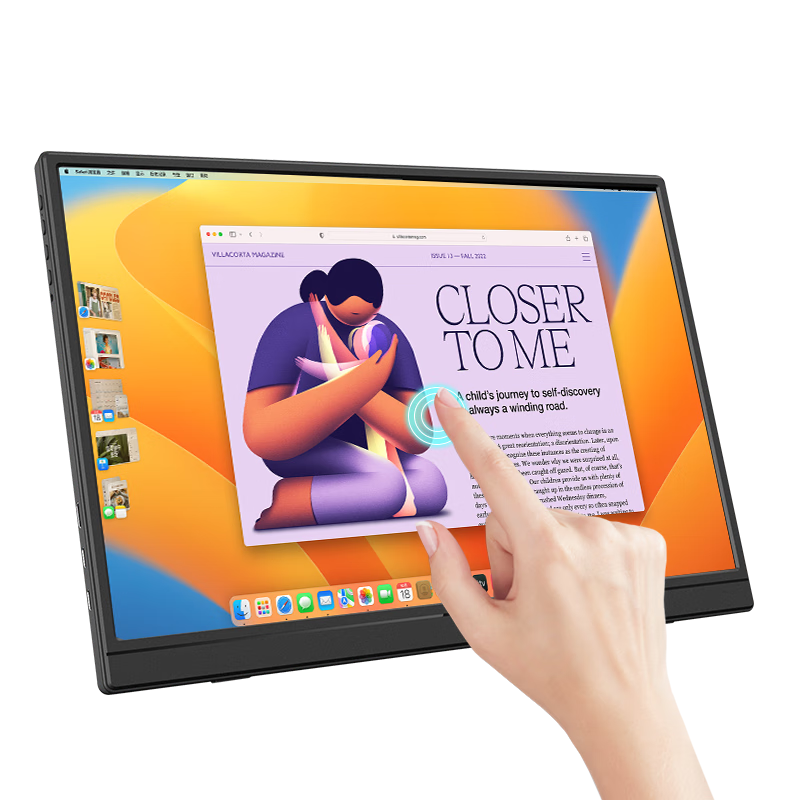Aigo 16-Inch Portable Touchscreen Display, Secondary Screen for Computer, Type-C Single Cable Connection, Phone And Laptop Expansion Screen for PS4/5