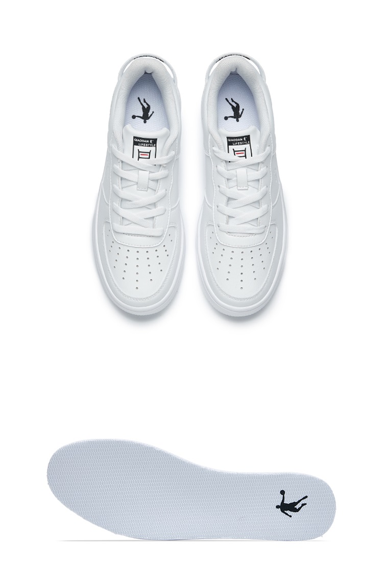 QIAODAN Women's Sneakers, Breathable Summer Sports Shoes, Casual Trendy Air Force One Style, Thick-Soled Height-Increasing White Shoes 19