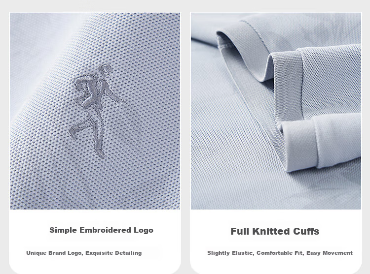 DANCING WOLVES [7A Antibacterial & 2A Anti-Mite] All-Over Embroidery Cool-Touch Men's Short-Sleeve POLO 113 Light Blue M (170) 1