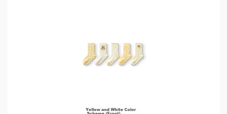 BALABALA Girls' Socks, Autumn Children's Mid-Calf Socks, Student Socks, Soft And Elastic, Not Tight on Feet, Sweet, Five Pairs Pack, 209925172003 7