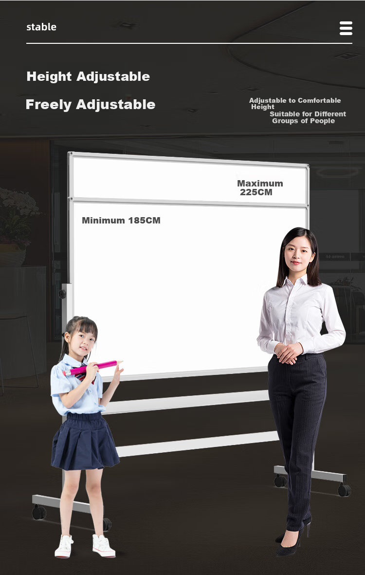 Bibiniu 120*180cm Whiteboard Writing Board with Stand, Double-Sided Writing Blackboard, Mobile, Height Adjustable, Flip-Top, for Office Meetings, Home Use, Teaching And Training BBNV-D120180 2