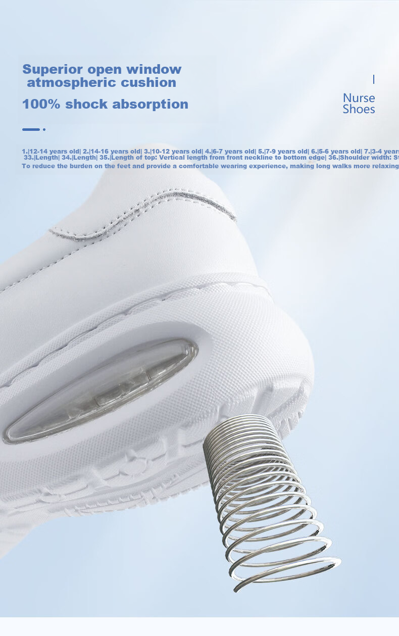 Feiying Air Cushion Nurse Shoes for Women, Spring And Autumn Style, Genuine Leather, Comfortable And Breathable Medical Work Shoes 2-2062 White Size 35 2