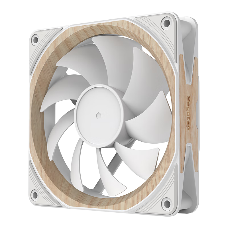 Segotep Zhenmu-12 White Non-Glowing Fan (Real Wood Decoration/PWM Intelligent Temperature Control/Silent Bearing/Nine Blades High Airflow 12cm Desktop Computer Case Fan)