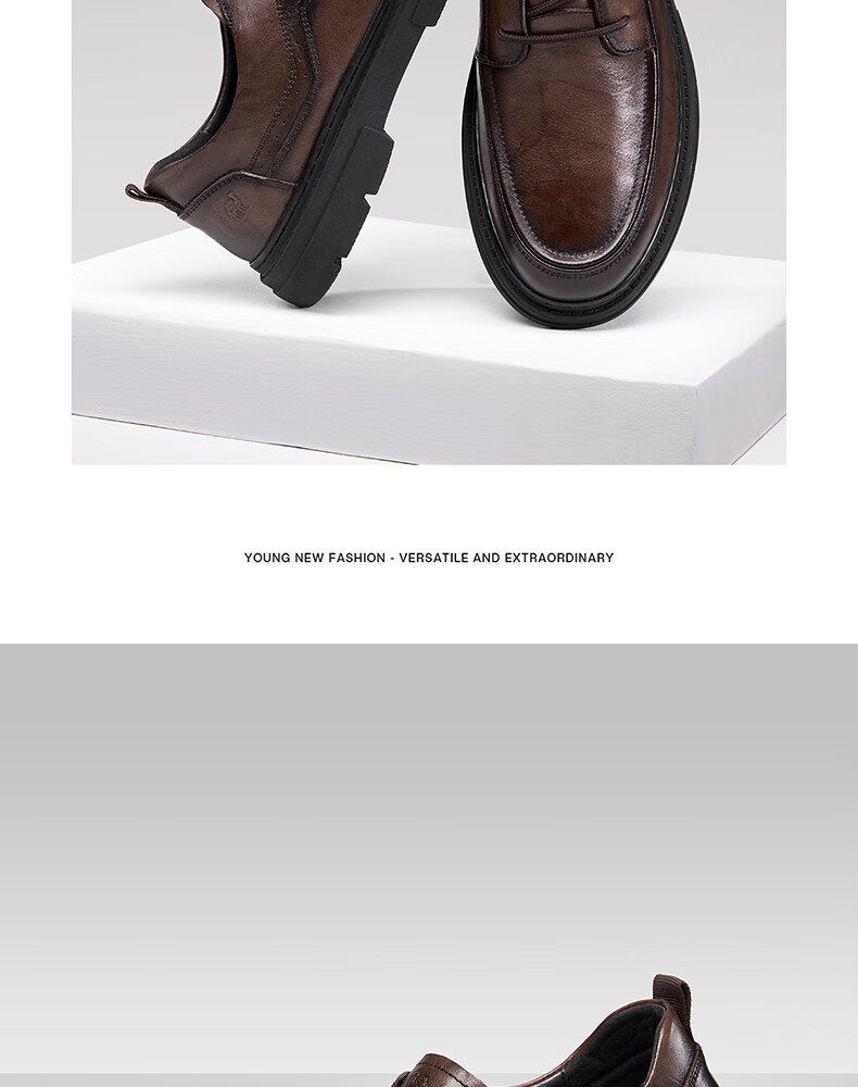 CAMEL Comfortable Cowhide Classic Heightening Soft Sole Wedding Shoes Men's Business Casual Leather Shoes G15A155050 Brown 41 2
