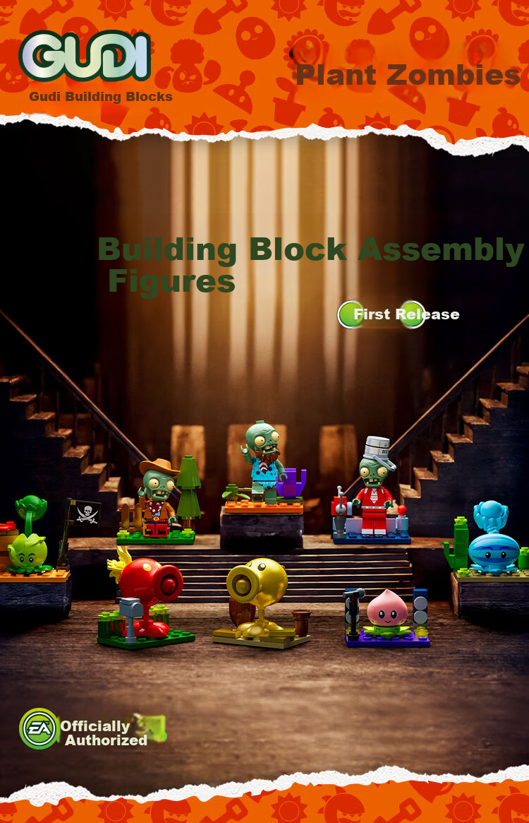 PLANTS VS ZOMBIES Plant Vs Zombies Boys' Toy Complete Set, Zombie Blind Box Figurine, Assembly Building Blocks, Surprise Box, First Wave 1