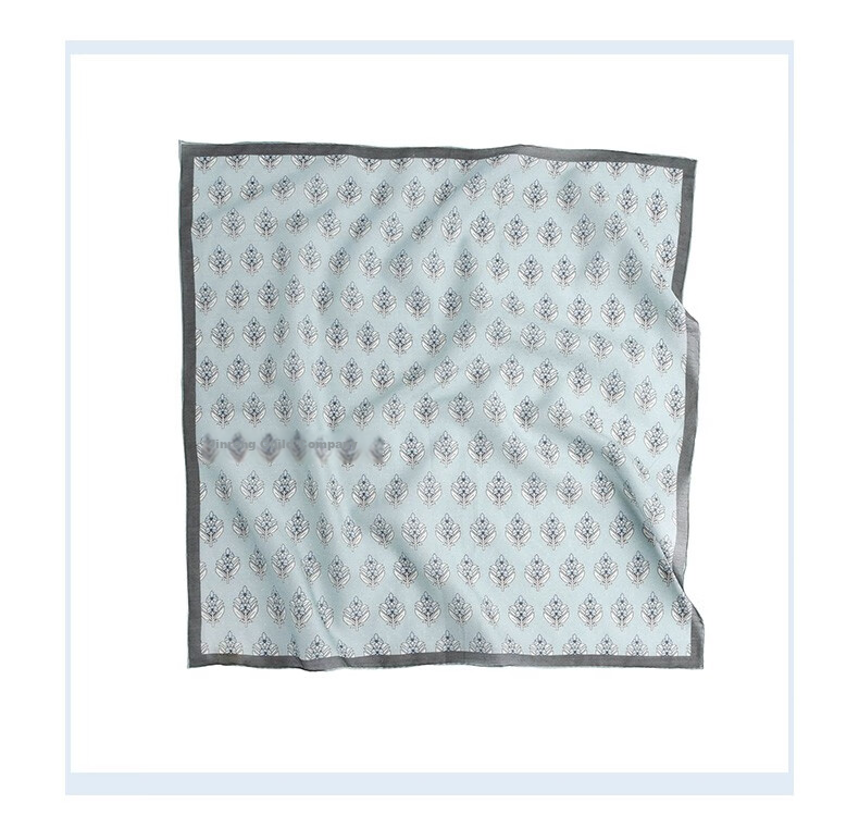 Hangsifu Hangzhou Silk Mulberry Silk Scarf, Men's Square Scarf, Neck Wrap, Birthday Gift for Dad Or Husband, Light Blue 8