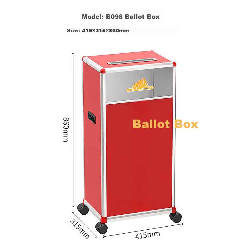 Jinlongxing Party Member Assembly Company KT Election Voting Box, Aluminum Alloy Voting Box, Ballot Box, Voting Box, Ballot Collection Box, Election Box, Floor-Standing with Wheels, Aluminum Detachable B098 Red