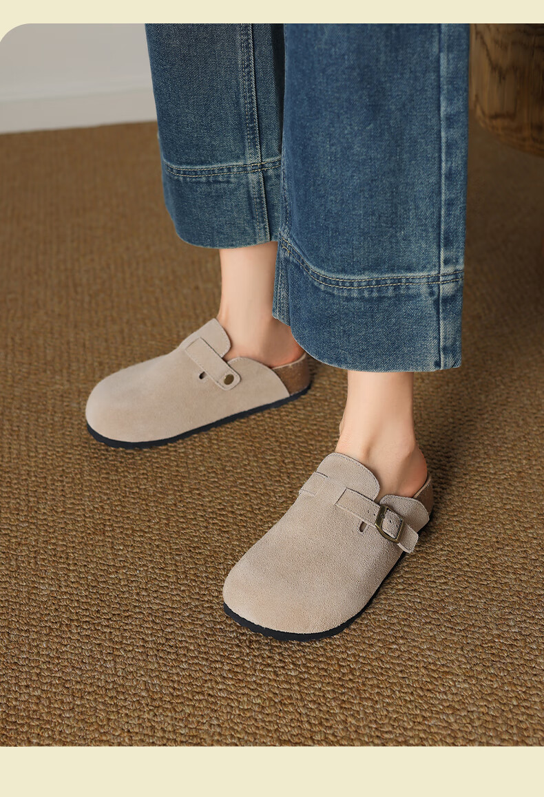 Daphne Birkenstock Women's Summer 2026 New Slip-On Popular Small Height Increase Genuine Leather Outdoor Half Slippers 7