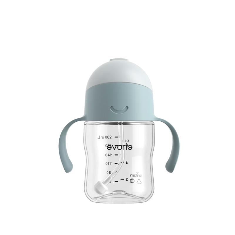 Evorie Kids Straw Water Bottle Toddler Leak-Proof Anti-Drop Straw Cup with Handle 200ml