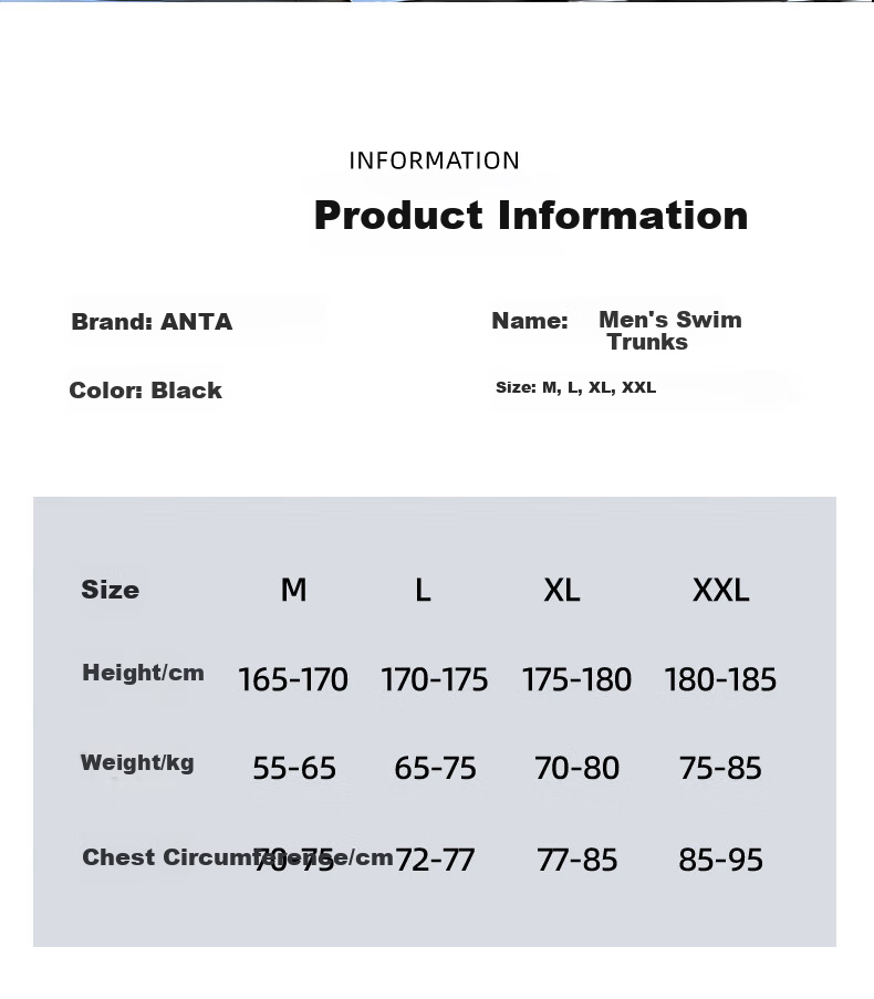 ANTA Men's Swim Trunks, Anti-Embarrassment Double-Layer Quick-Dry Swimming Trunks, 2024 New Swimwear, Hot Spring Swimming Gear, 3XL 3