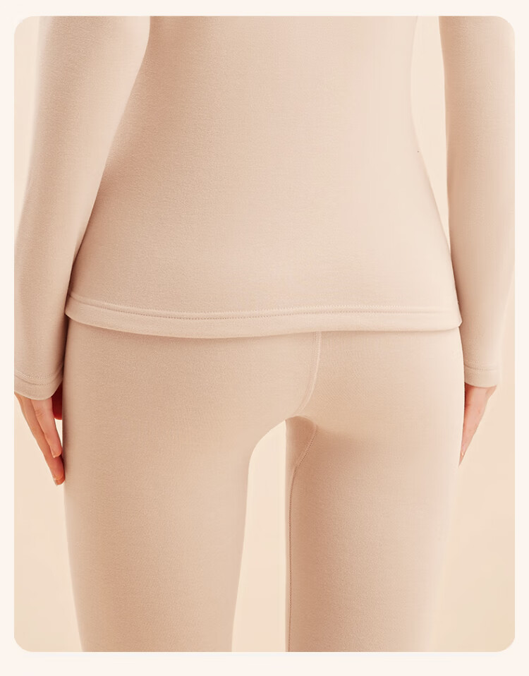 LangSha Autumn Winter New Mid-High Collar Cashmere Thermal Underwear Women Thickened Fleece Heating Slim Fit Base Layer Set 24