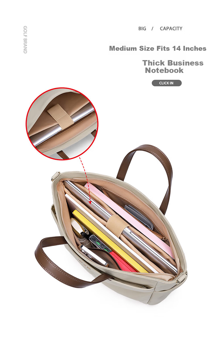 GOLF Laptop Bag for Women, 14/15.6 Inch Handheld Notebook Bag, Huawei Apple Business Briefcase, Shoulder Crossbody Bag 10
