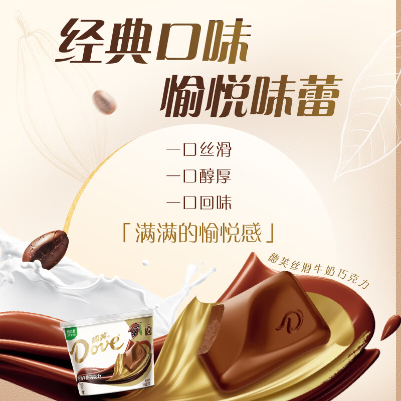 德芙 全家桶 丝滑牛奶巧克力 碗装18粒216g 休闲零食 糖果 生日礼物