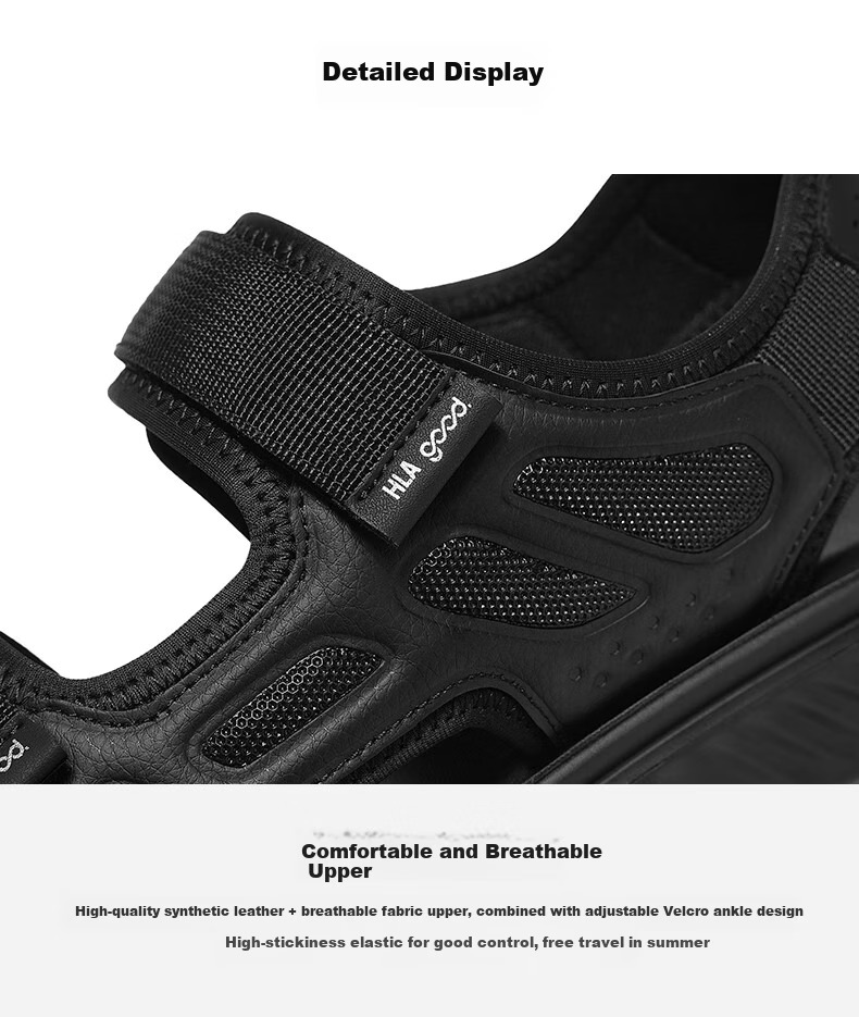 HLA Men's Versatile Comfortable Outdoor Beach Shoes, Breathable Lightweight Casual Sandals, T083 Black Size 41 9