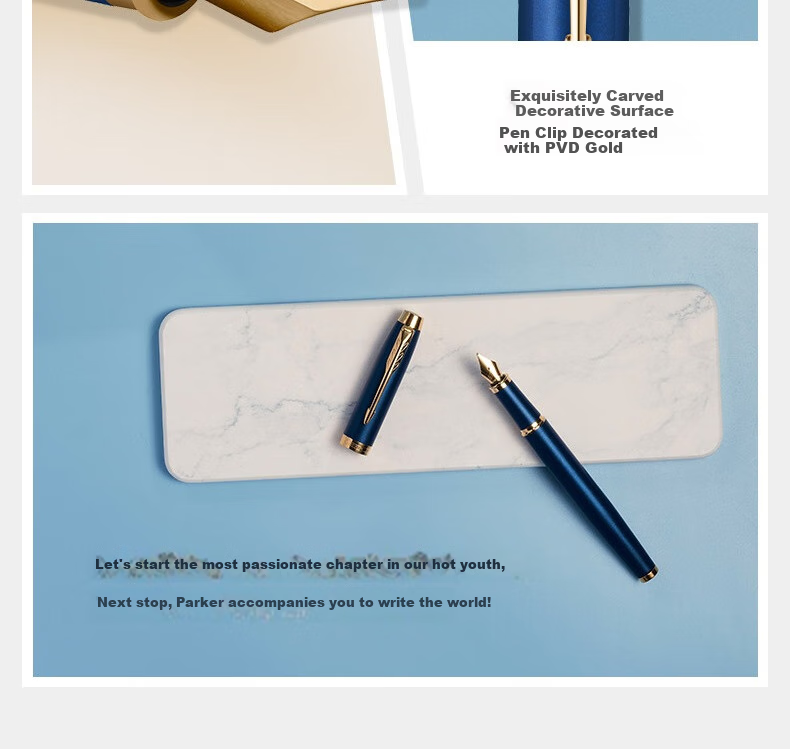 PARKER Fountain Pen, Signature Pen, Stylish Writing Fountain Pen, IM Flowing White Gold Clip Ink Pen + Graduation Commencement Gift Box, National Day Gift for Men And Wome 8