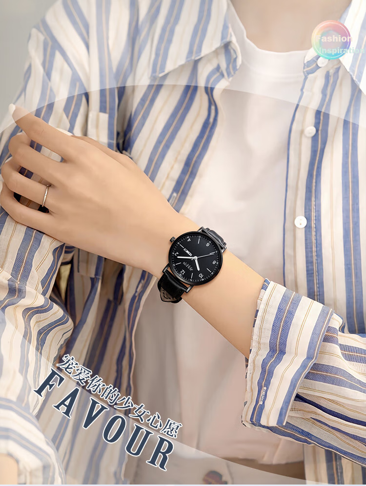 Julius Watch for Women, New Style, Suitable for Middle And High School Students, Female Exam Calendar Quartz Watch with Black Dial JA-1516LD 1