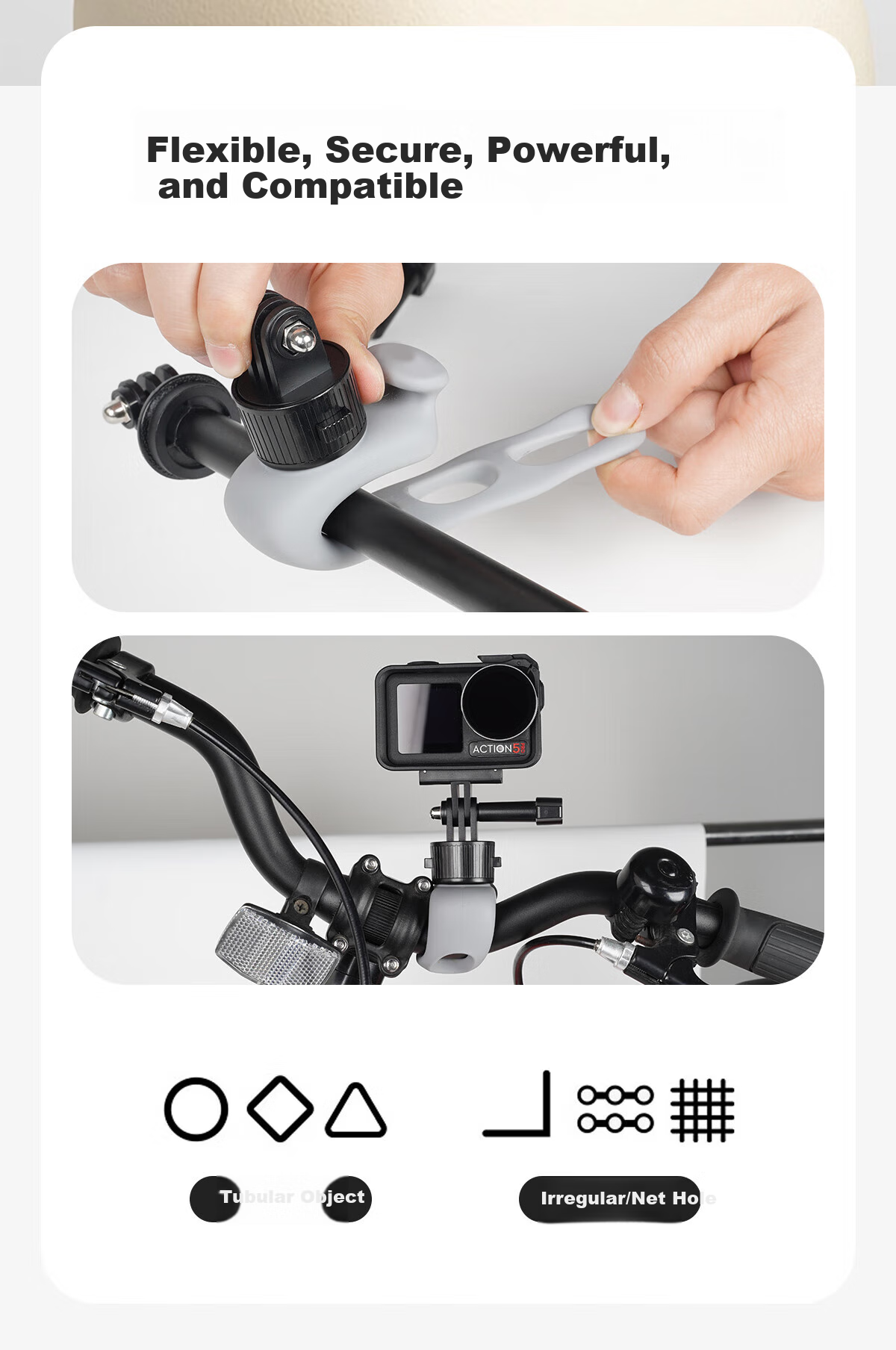 BIAZE Quick-Release Elastic Small Q, Compatible with DJI Action 6/5/4 Accessories, Cycling Shooting Mount, GoPro 13/12 Insta360 Acepro 2 Handlebar Mount JS9 2