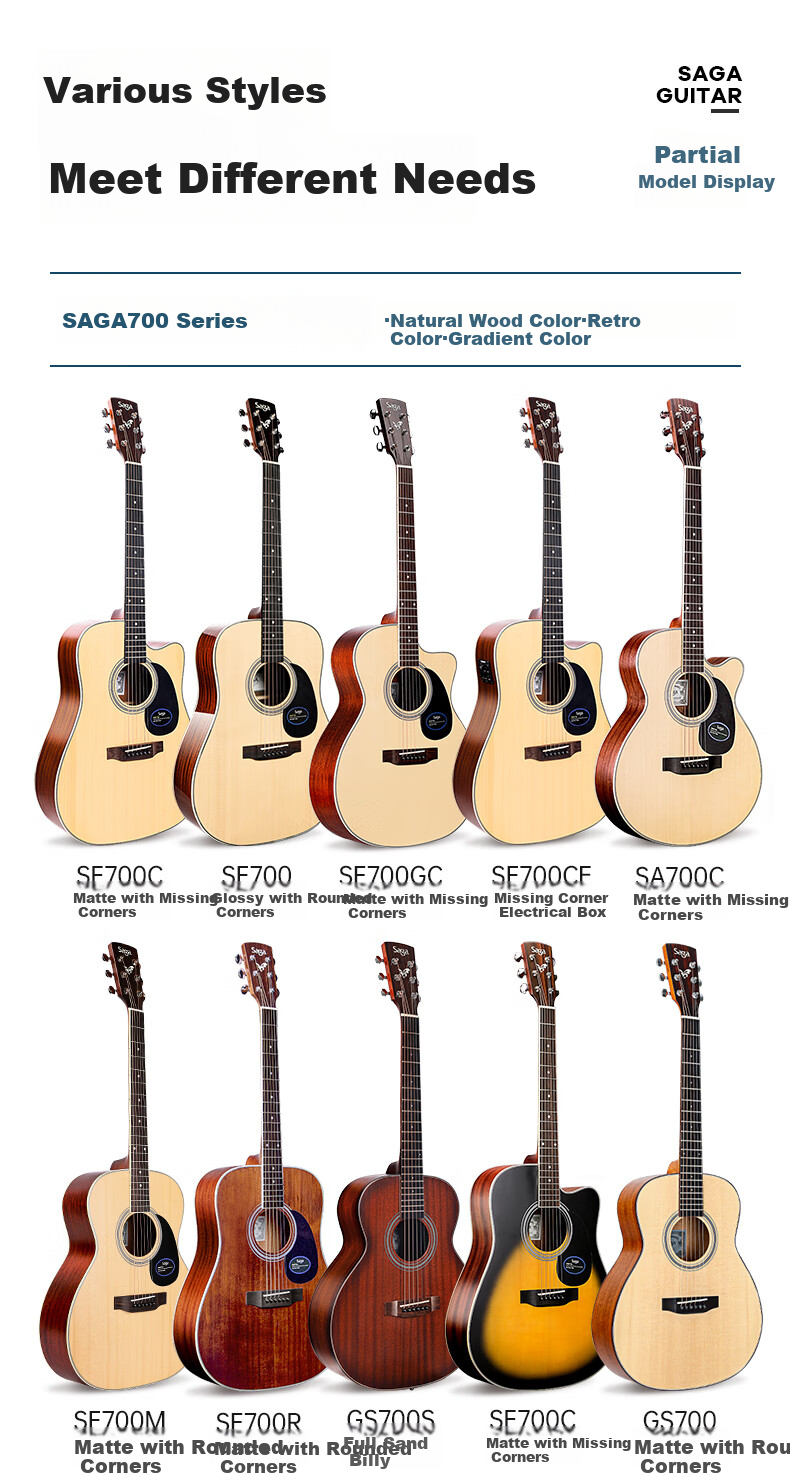 SAGA Guitar Solid Top SF800 Upgraded Version, Natural Wood Color, 41 Inches, Entry-Level Acoustic Guitar for Beginners, No Returns if You Can't Lear 9