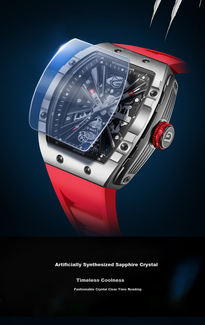 GEYA National Brand Watch, Men's Barrel-Shaped Skeleton Fully Automatic Mechanical Watch, Birthday Gift for Me 13