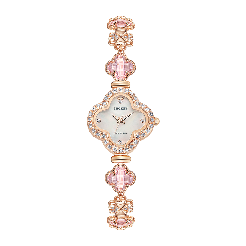 Disney Mickey Collaboration Luxury Four-Leaf Clover Bracelet Watch Waterproof Quartz 38mm Women's Day Birthday Gift for Girlfriend