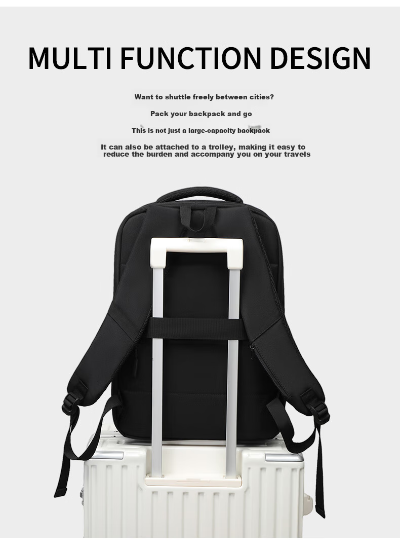 Viney Backpack, Men's School Bag, Travel Business Laptop Bag, Large Capacity, for Middle And High School Students, with A Sophisticated Feel 6