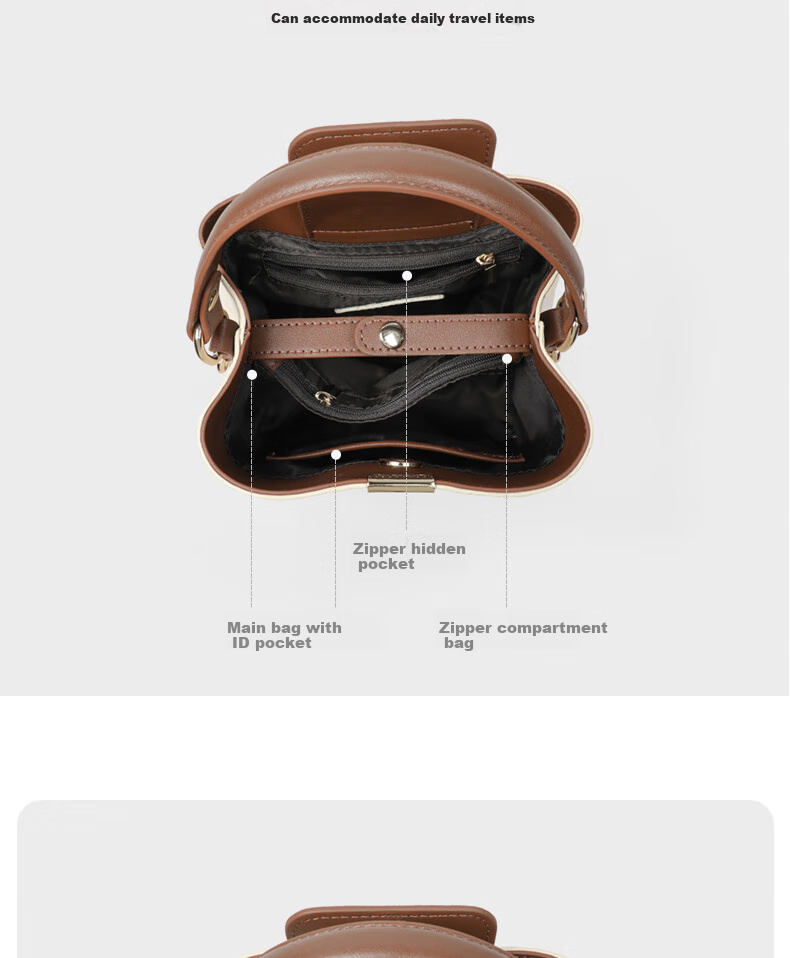 YUYULA Leather Handbag, Women's Crossbody Bucket Bag, Commuter Luxury Shoulder Bag, Birthday Gift for Wife Or Girlfriend on May 20th 5