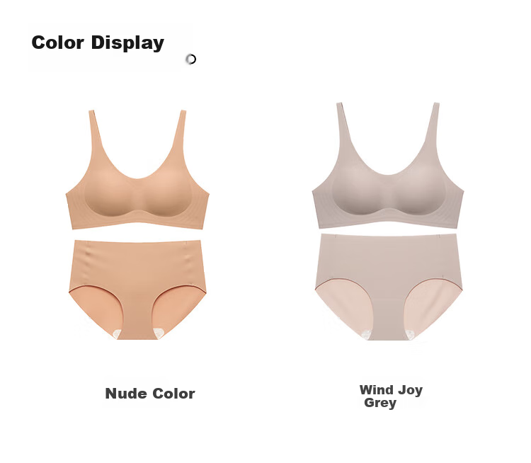 Ordifen Women's Lingerie Gift Set, One-Size Invisible Seamless Push-Up Wireless Thin Bra Set, Gift, Gray 8