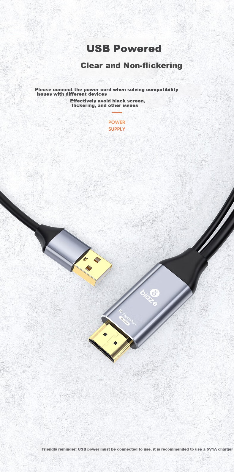 BIAZE HDMI 2.0 to DP 1.2 Adapter Cable, LT6711 Chip, Displayport 4K 60Hz HD Video Connection Cable, Laptop PS5 to Monitor Connectio 4