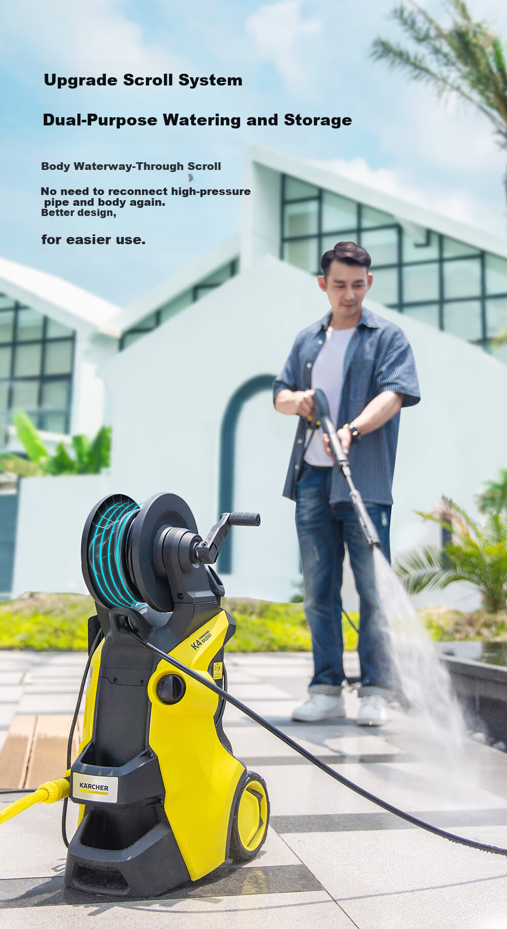 KARCHER German High-Pressure Car Washer, Household Car Washing Water Gun, High-Pressure Water Gun for Cleaning Courtyard, K4 Upgraded Version K4 PPC 9