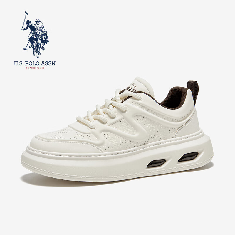 U.S. POLO ASSN. Men's Shoes, 2026 Spring And Summer New Style, Perforated Breathable Sneakers, Versatile White Shoes, High-End Light Luxury Business Casual Shoes