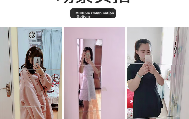 Jiashigao Acrylic Soft Mirror, Self-Adhesive Wall-Mounted Mirror, Bathroom Mirror, Dressing Mirror, Makeup Mirror, 4-Piece Set, Full-Length Mirror for Bathroom 13