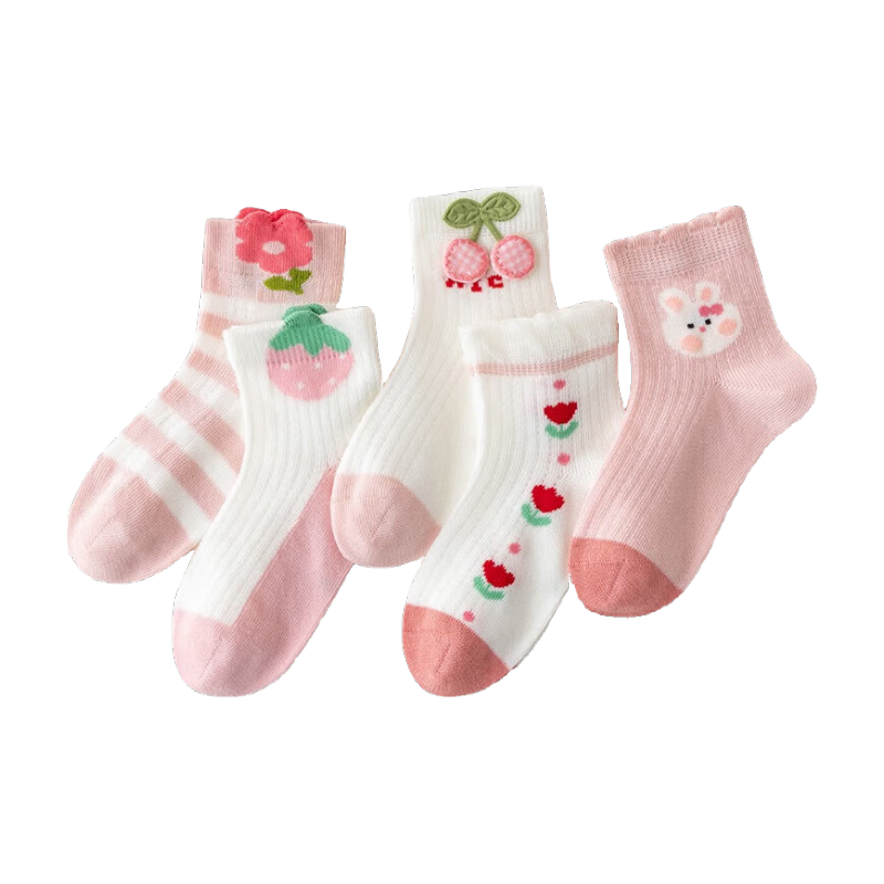 Caramella Spring And Autumn Summer Lightweight Children's Socks, 7A Antibacterial Pure Cotton Breathable Girls' Cute Baby Mid to Big Kids Short Socks