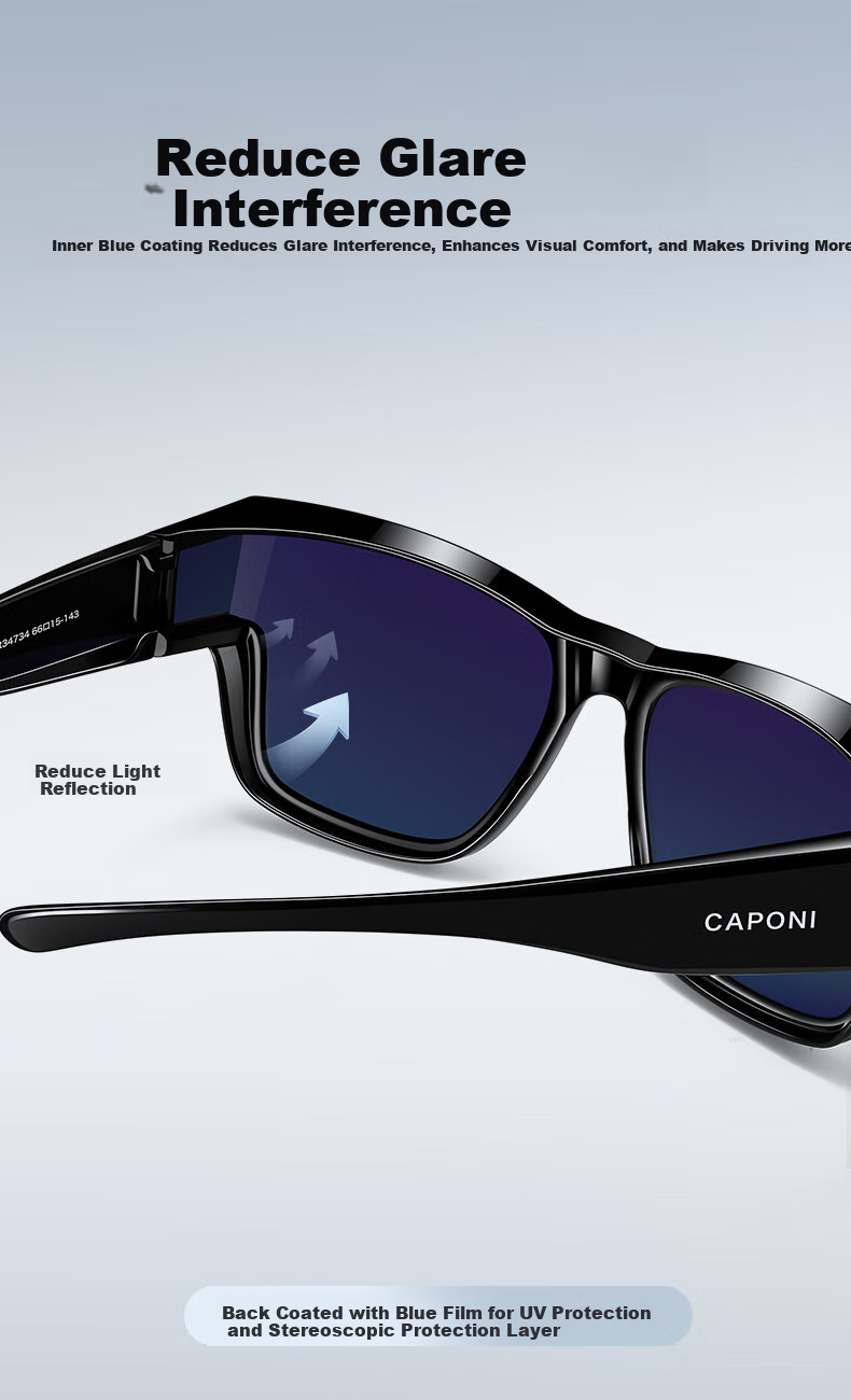 CAPONI Night Vision Driving Sunglasses Clip-On Unisex Photochromic Polarized Sunglasses Clip for Day and Night Use with Prescription Glasses 7