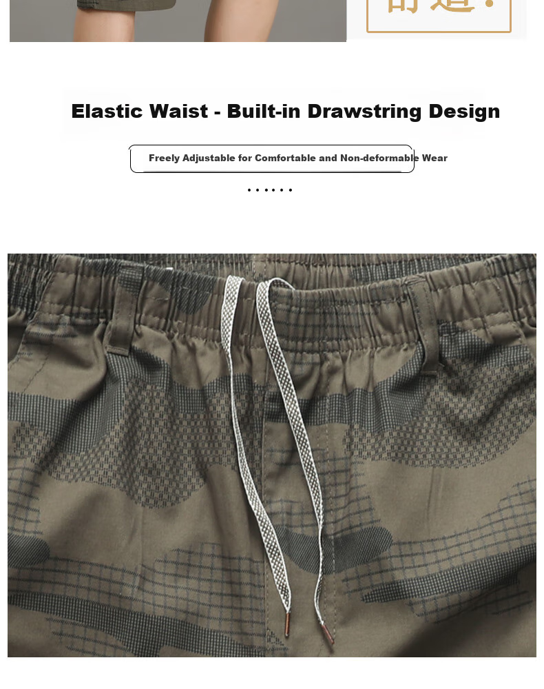 MiiOW Men's Shorts, Summer Lightweight Pure Cotton Casual Mid-Length Pants, Breathable Workwear Loose Quick-Dry Five-Point Shorts, Army Green, XL 6