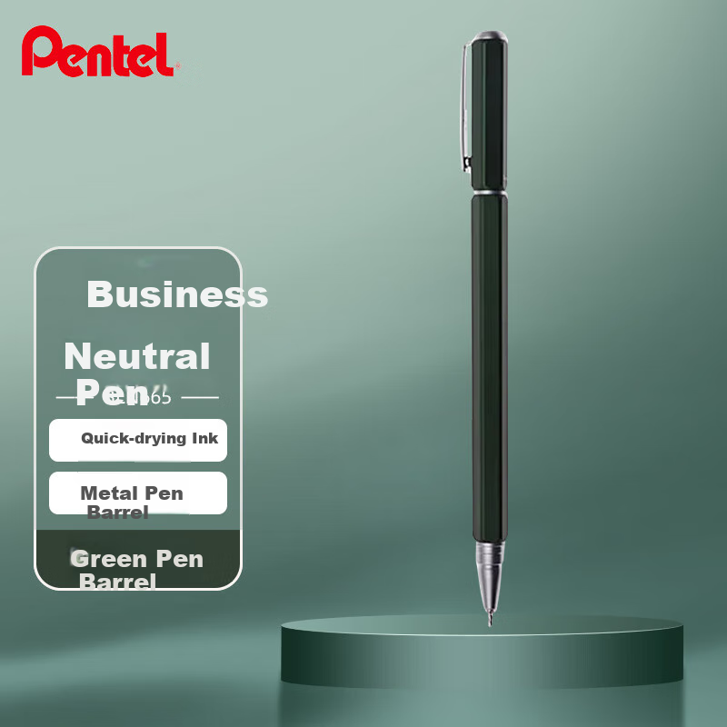 Pentel 0.5mm Business Gel Pen with Metal Barrel, Office Financial Signing Pen, Quick-Drying Ink Pen, BLN665D-AE, Gree