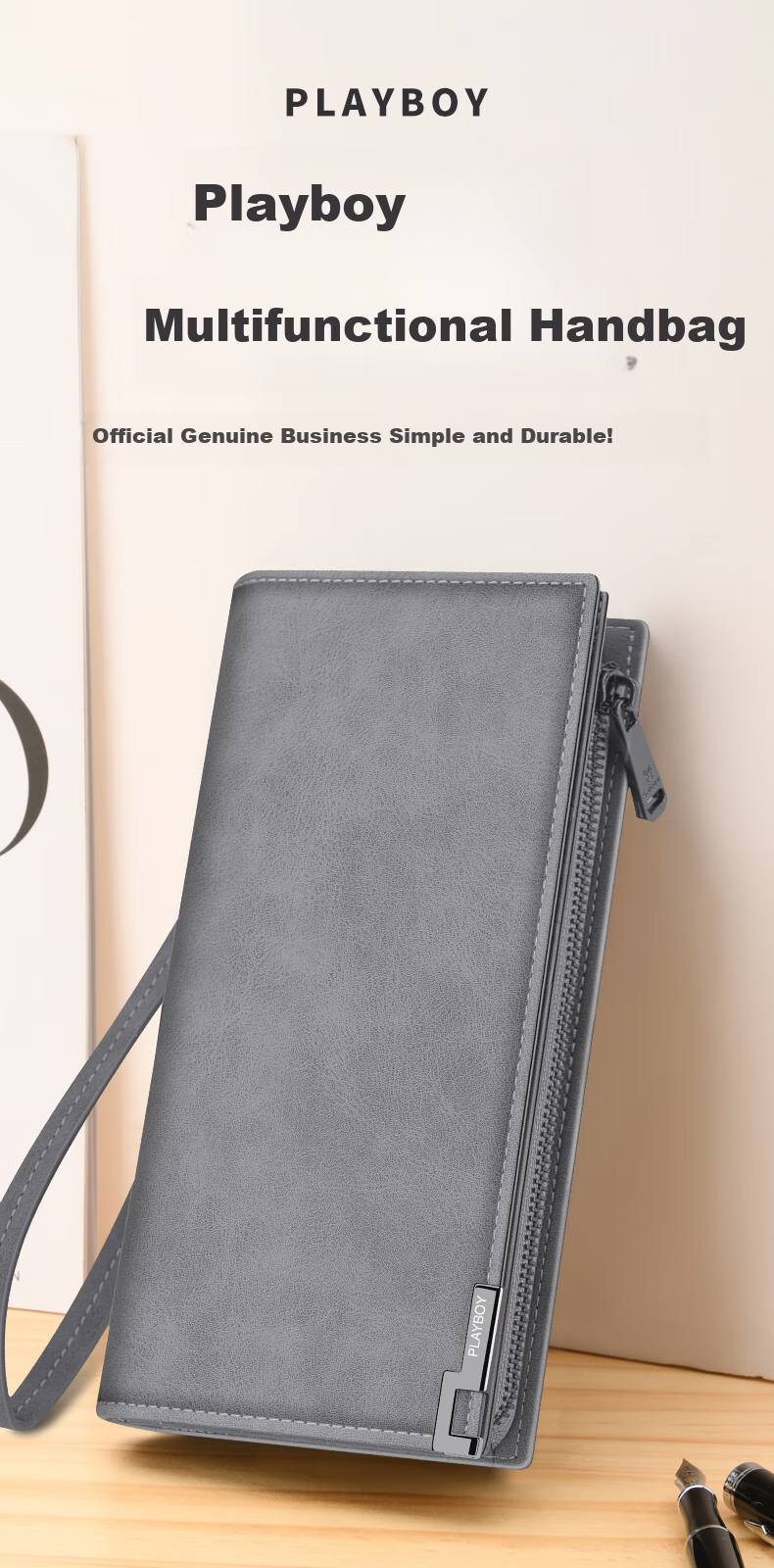 PLAYBOY Men's Large Capacity Wallet, Long Casual Portable Multifunctional Clutch with Multiple Card Slots, Birthday Gift 1