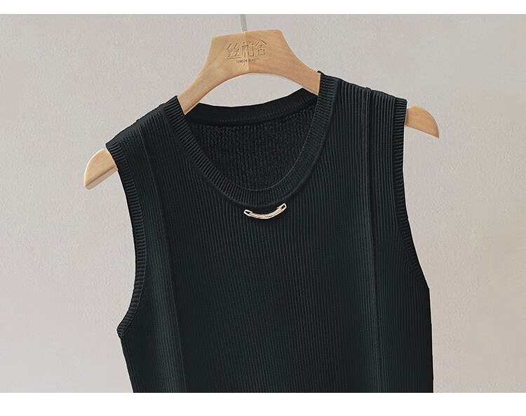 Cypress Fashion Vest 2026 Spring New Women's Simple Slim Fit Round Neck Sleeveless Short Top 10