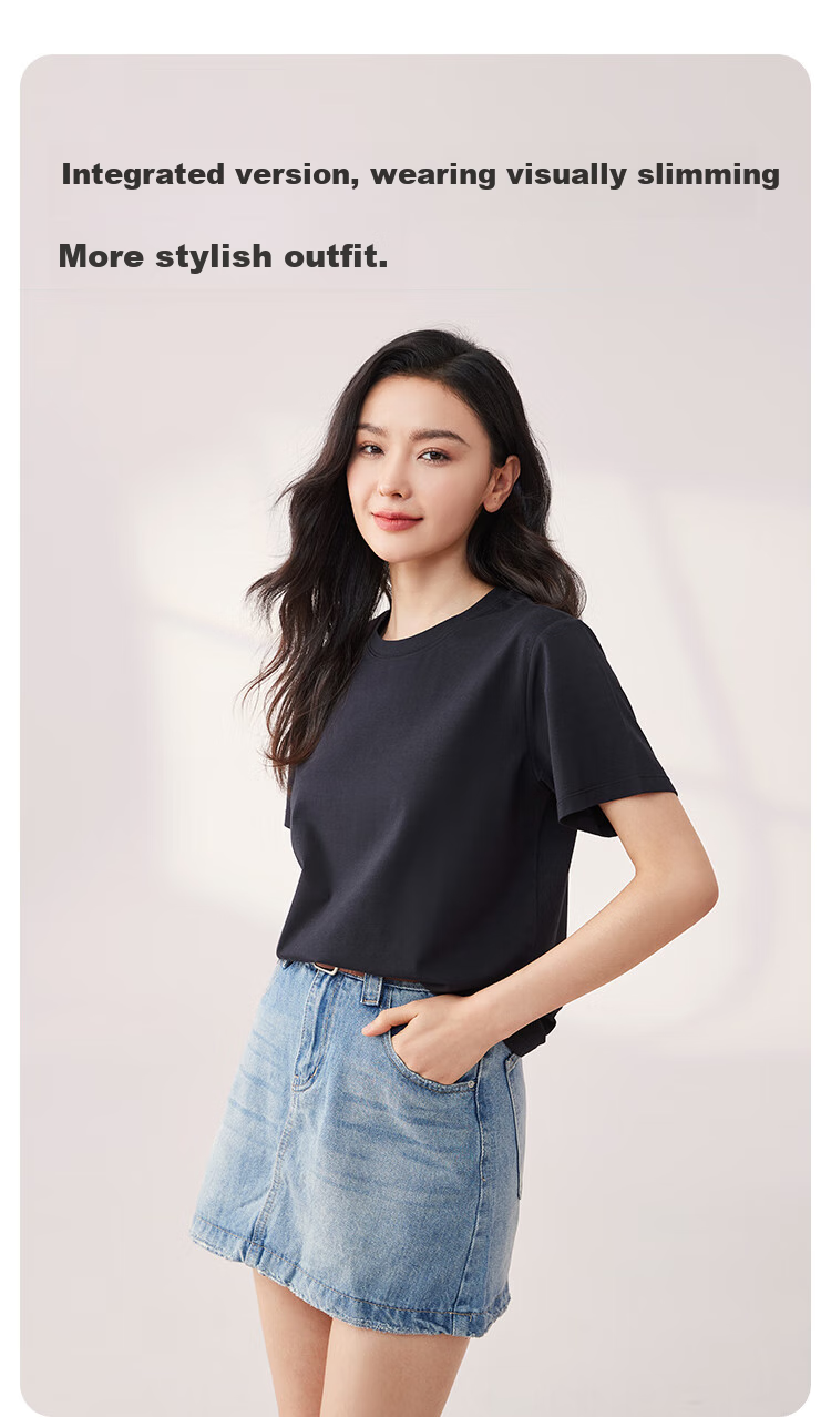 MiiOW Women's T-Shirt, Summer Lightweight Cotton Modal Cool-Feeling Short-Sleeve Round Neck Casual Versatile Undershirt 5