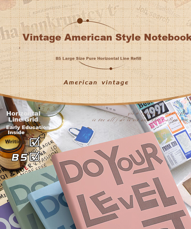 Faramon 4-Pack B5/41 American Vintage Leather Notebook, High-Quality Retro Thick Journal, Study Notebook for College Students, Simple Diary for Middle And High School Students, Stationery Notebook 2