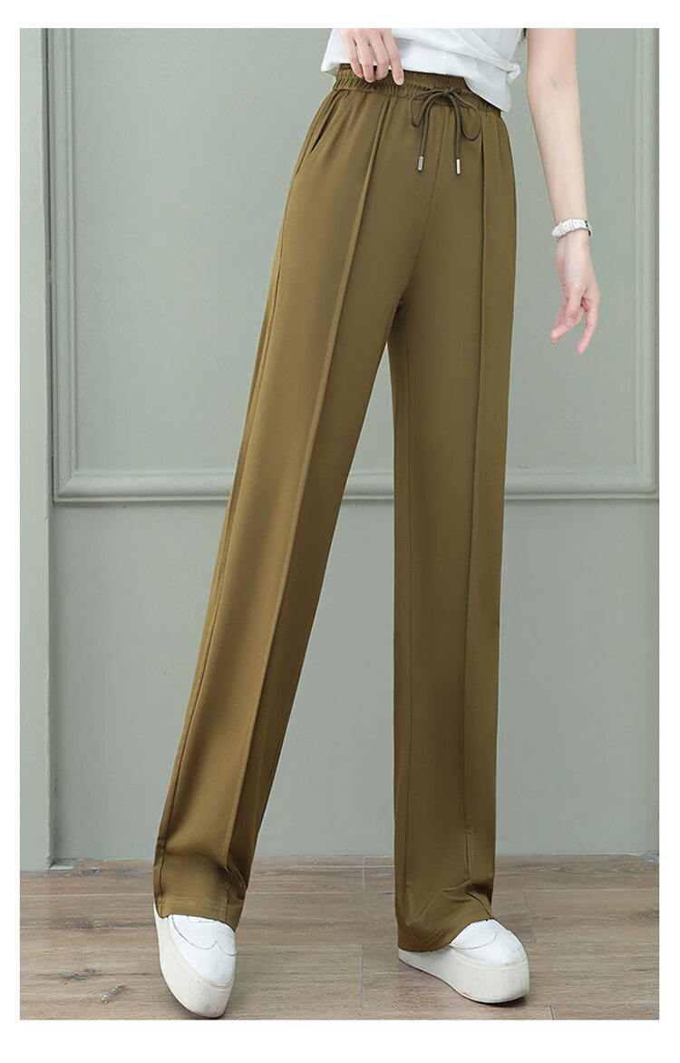 Woodpecker Women's Wide Leg Pants Spring Summer Straight Leg Sports Trousers High Waist Casual Slimming Draped Pants Green 4XL 22