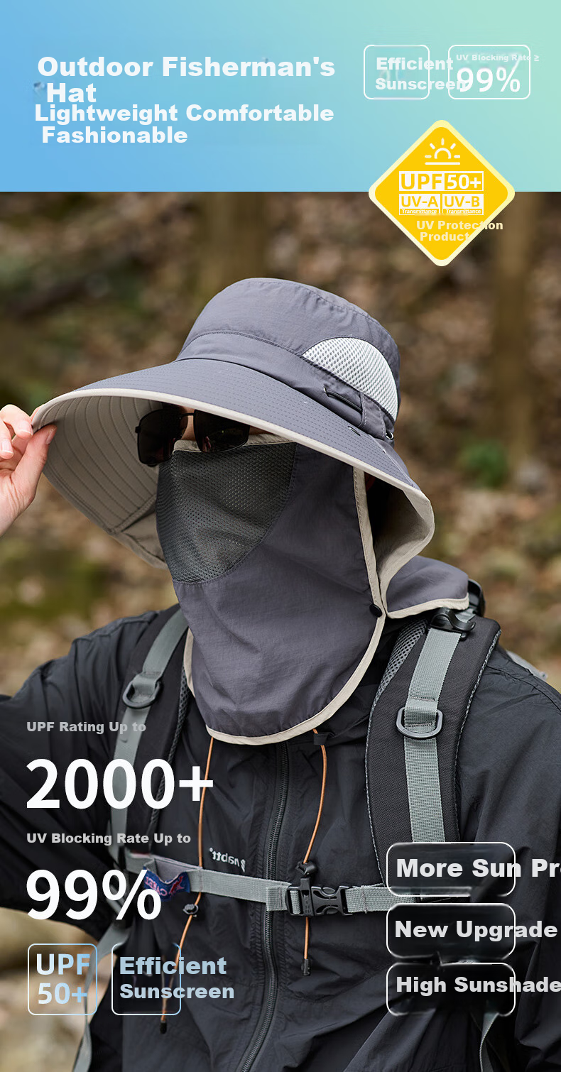 TUCANO Sun Protection Hat, Unisex Sun Hat, Fishing Hat, Hiking Hat, Sun Hat, Outdoor UV-Resistant Face Mask Hat for Me 1