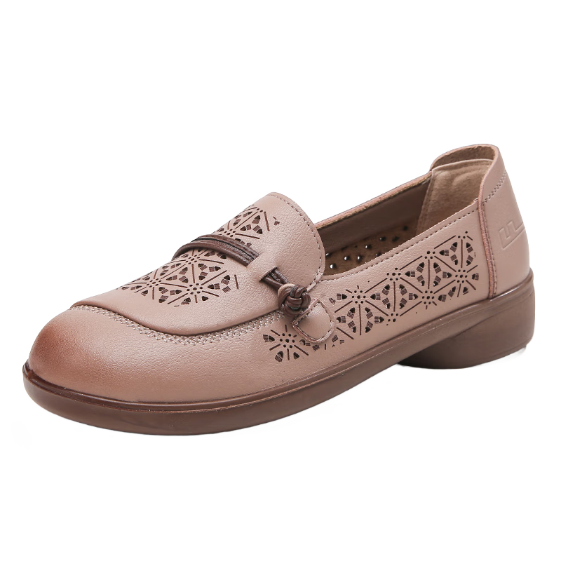 Warrior Women's Summer Soft Sole Comfortable Middle-aged Casual Shoes 0121 Dusty Pink Size 35