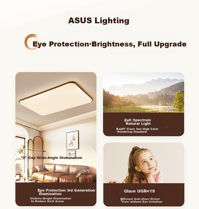 Huashuozhaoming American Walnut Eye Protection Light, Vintage French Style Bedroom Ceiling Lamp, Modern Minimalist Round Smart Lighting 5