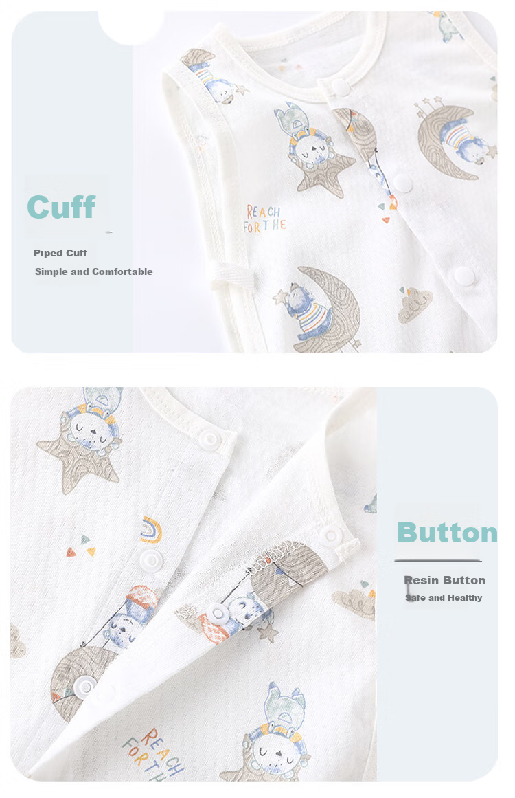 9I9 Baby Romper Thin Pure Cotton Sleeveless Bodysuit Newborn Onesie Infant Crawling Suit Sleeping Bag Lion Pattern 100cm 9