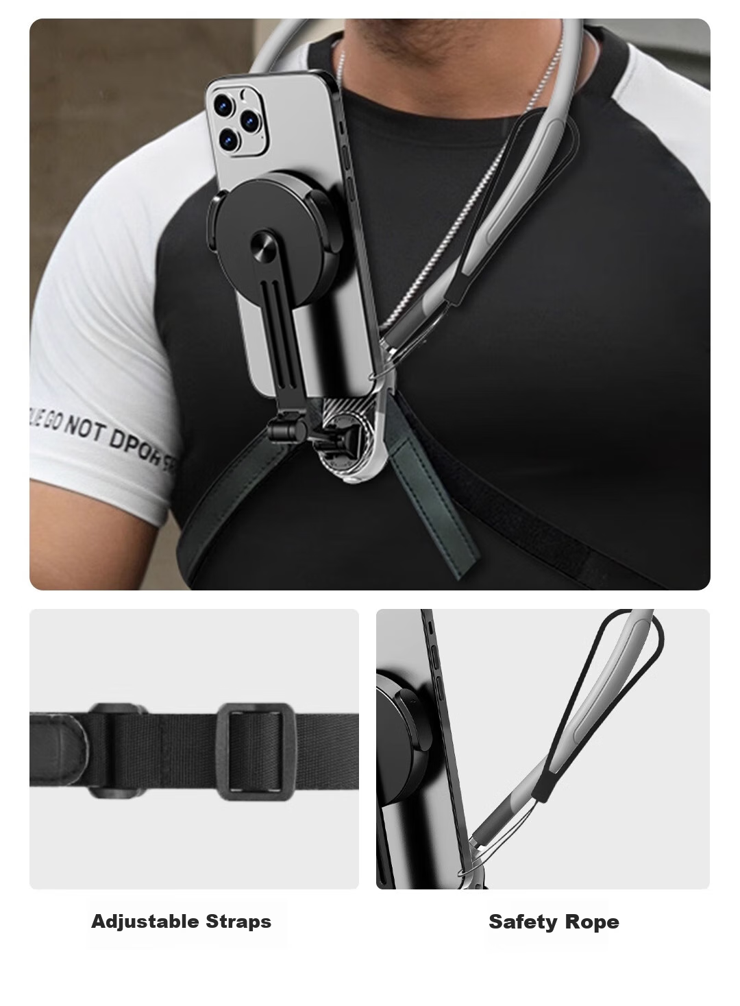 FUNSNAP Magnetic Neck Strap Phone Holder, Chest-Mounted First-Person View Stand, Outdoor Cycling Fishing Shooting Photography Handle [Magnetic Model] 9