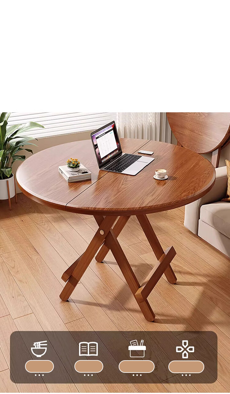 Yupin Foldable Round Dining Table, Simple Home Dining Table for Small Apartments, Outdoor Living Room Table And Chairs CJ123 Square Table Walnut 80 2