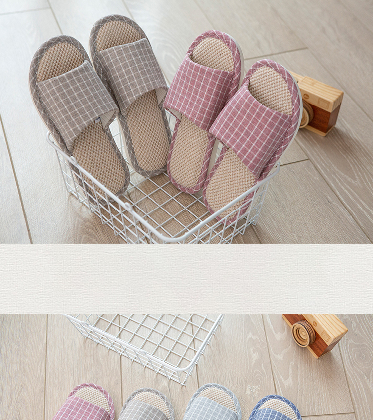 Huili Slippers for Men And Women, Linen Sandals, Couples' Home Casual Lightweight Breathable Sweat-Absorbing Thick-Soled Wear-Resistant Floor Slippers, Classic Mesh Style HL1036, Light Coffee Color, Size 38 to 39 13