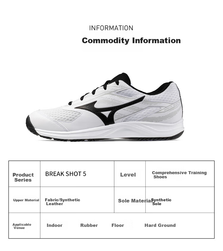 MIZUNO Tennis Shoes for Men, Youth Comprehensive Training, Student Sports, Suitable for Badminton And Volleyball, Wide Fit, White, Size 40 7