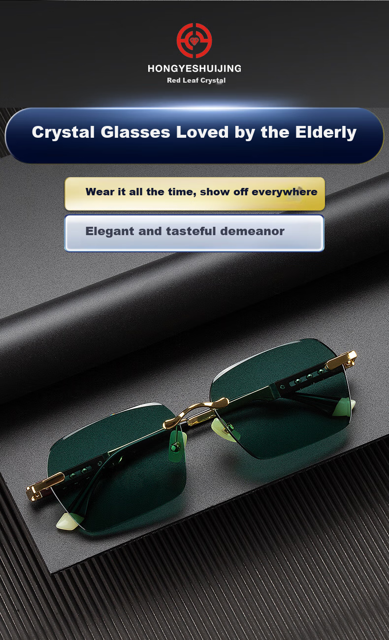 HONGYE Genuine Crystal Stone Sunglasses, Dark Green Stone Glasses for Middle-Aged And Elderly Drivers, Donghai Sunglasses for Me 4