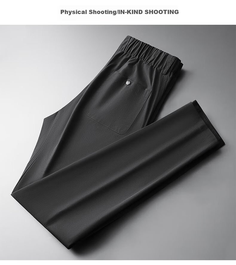 Ayoupang Summer Large Size Elastic Waist Dress Pants, Loose Elastic Business Thin Casual Trousers, Plus Size Cargo Long Pants 17